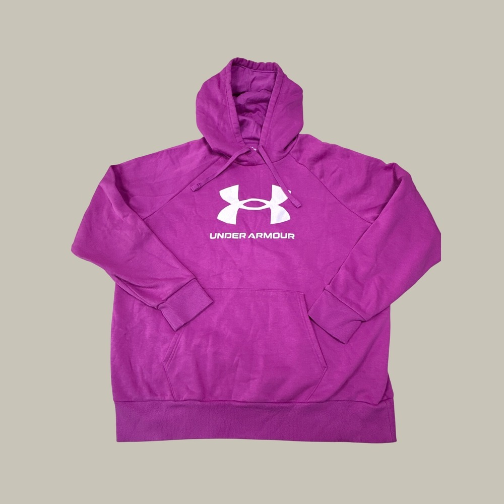Under Armour Womens XL Purple Rival  Logo‎ Pullover Hoodie Sweatshirt